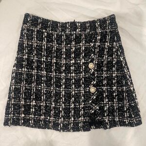Jing Women's Black Chanel style plaid Skirt
